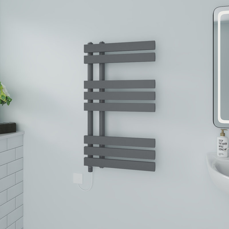 Azueta Designer Towel Rail Heated Towel Rails, Anthracite, 80cm H x 45cm W x 7.35cm D