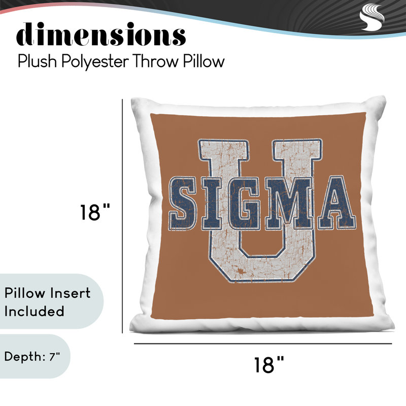 Coussin décoratif imprimé brun Sigma University on Brown, par Grotto Studios, 18 x 7 x 18