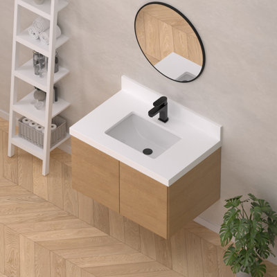 30 Inch White Quartz Bathroom Vanity Top With Sink