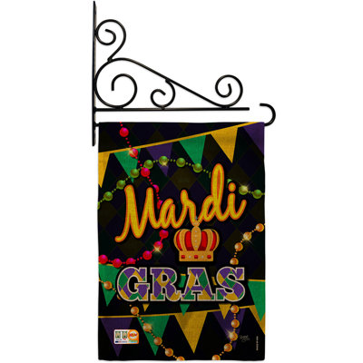 Temps de mardi gras, en toile jute à 2 côtés 19 po x l 13 po ensemble de drapeau