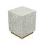 Tabouret d'appoint 14 x 14 x 18 po avec finition coquille de Capiz blanc et base piédestal dorée
