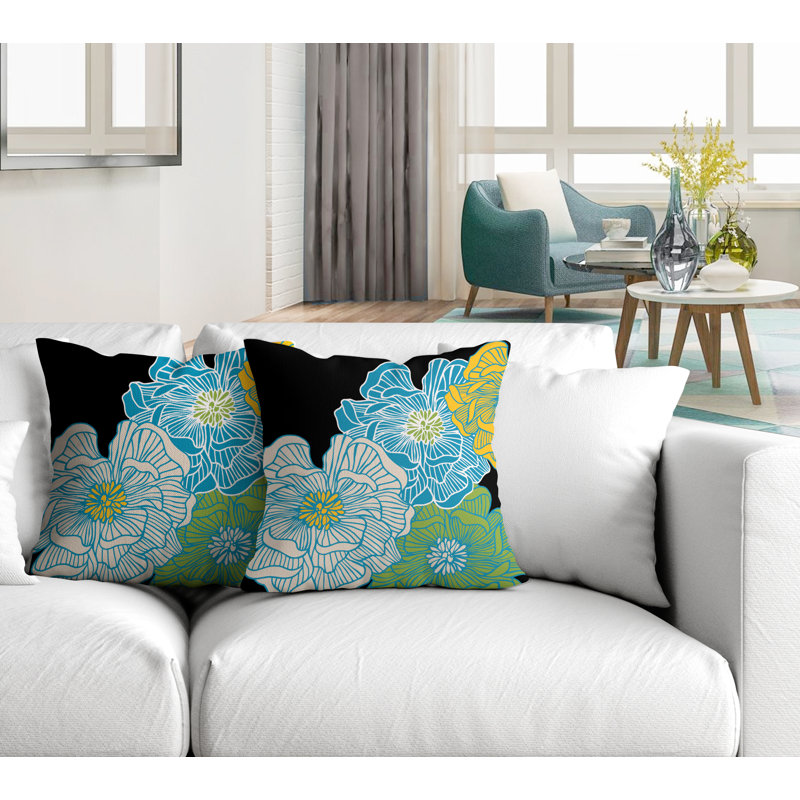 Housse et insert de coussin décoratif intérieur / extérieur en mélange de polyester, L 19 po x H 19 po, Émeraude