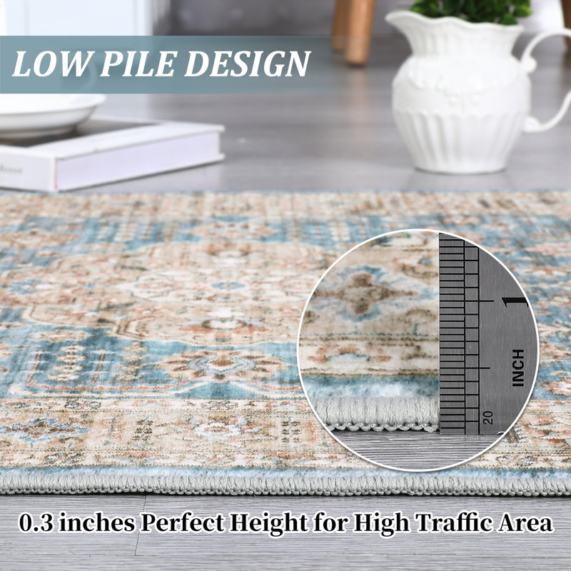 Silis Washable Indoor Rug, Rectangle 2'x 3’