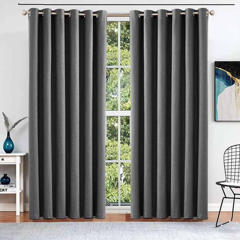 Prebe Microfiber / Microsuede Blackout Curtain Pair, 228cm Width x 228cm Drop, Grey