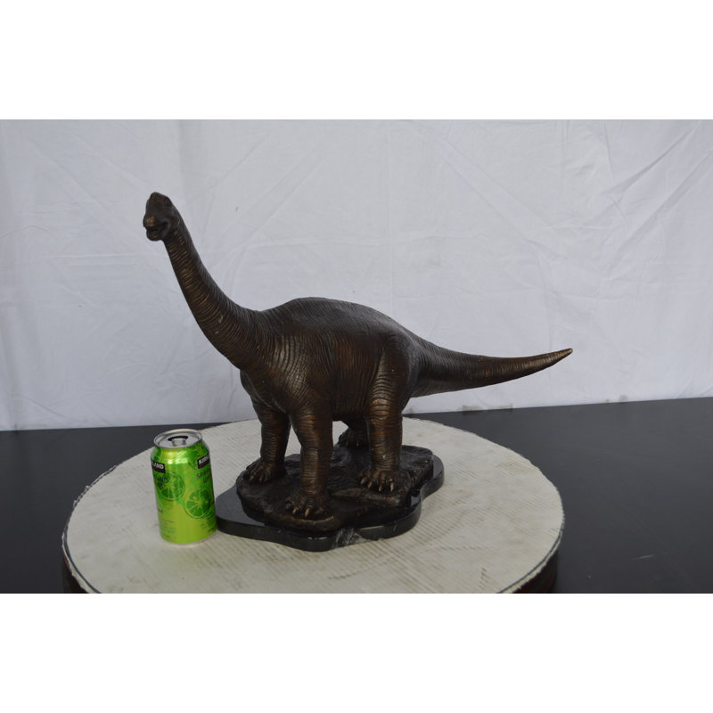 Statue en bronze de dinosaure Brontosaurus sur base en marbre - Taille: L 26 po x l 10 po x H 16 po.