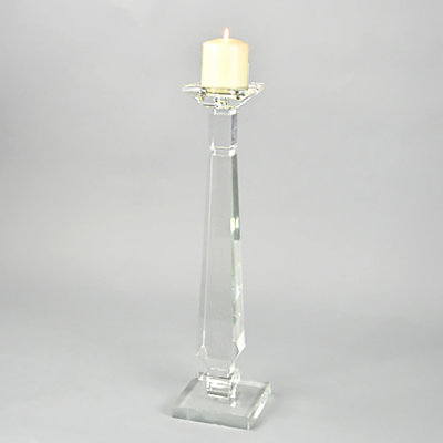 Bougeoir en cristal sur pied transparent