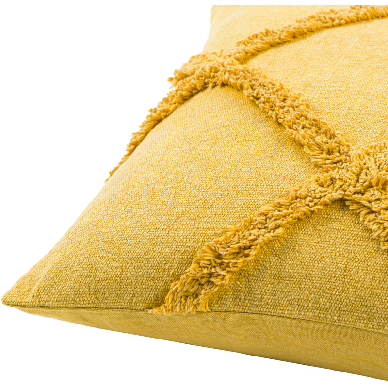 Sarah Square Pillow Cover, 18" x 18", Yellow, Pillow Cover Only - No Insert