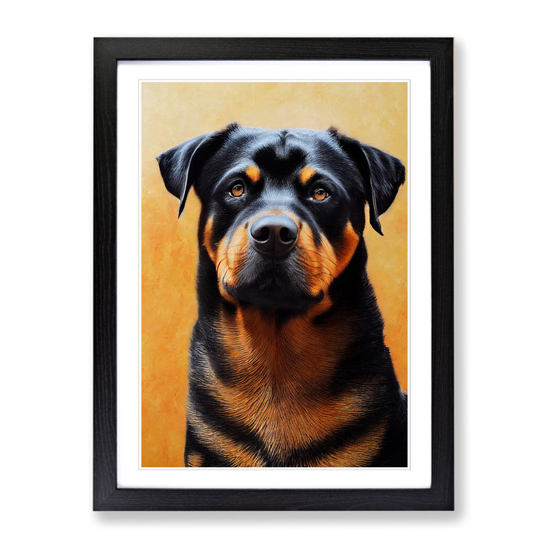 Rottweiler Painting Vol.2 - Single Picture Frame Print, 64cm H x 46cm W x 2cm D, Oak