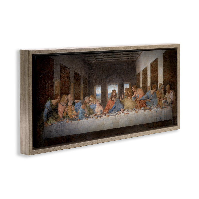«Last Supper», peinture classique religieuse, Cadre flottant orme Montalcino, H 14 po x l 31 po