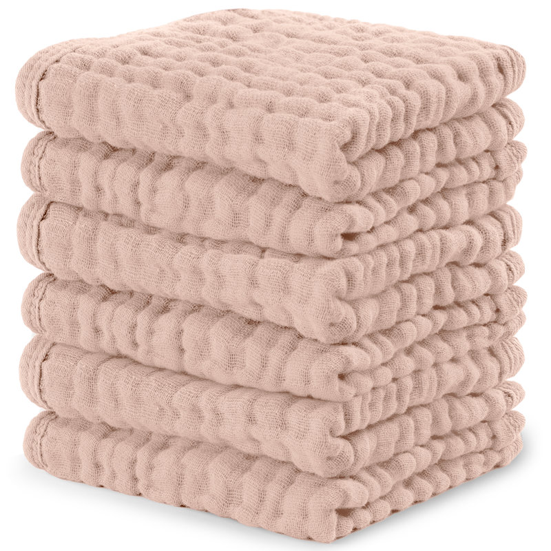 Comfy Cubs Muslin Baby Washcloths - Soft 6-Layer Cotton Wash Cloths for Sensitive Skin - 10"x10" Large, Gentle, Absorbent Infant Essentials