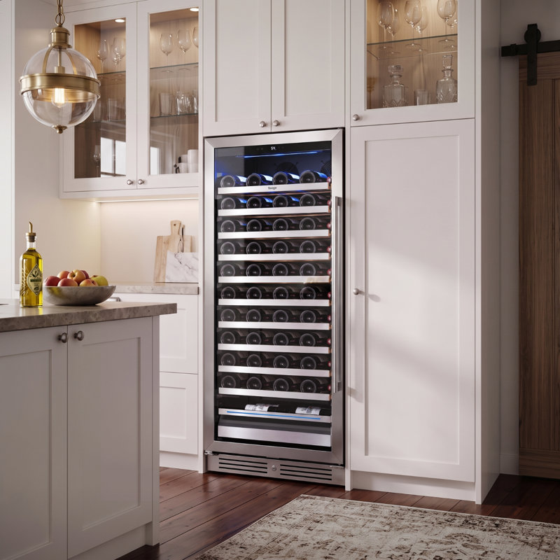 Yeego Single‑Zone 23.4" 89 Bottle Wine Refrigerator, Variable‑Frequency Cooling, Double‑Paned Low‑E Argon‑Filled Glass Door, Energy Star Certified, Freestanding & Built‑in Wine Cooler