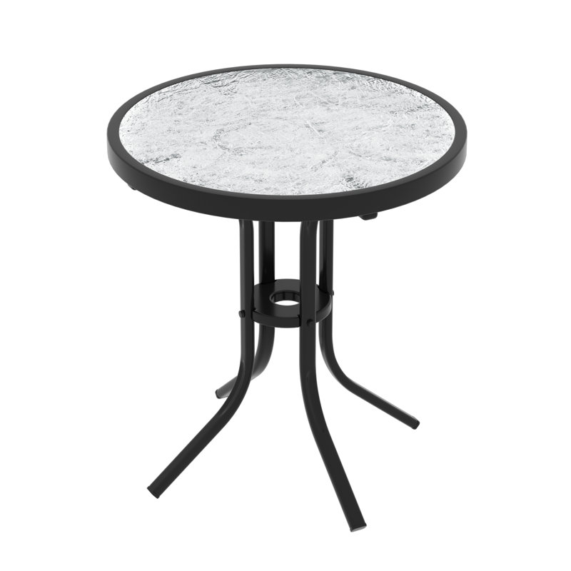 Table d'appoint ronde pour terrasse, table basse d'extérieur toutes saisons avec structure thermolaquée, petite table d'extérieur pour terrasse avec jardin et terrasse