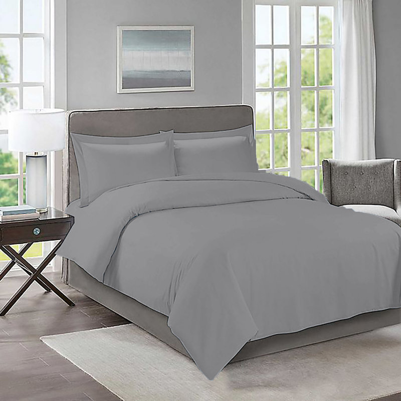 Ensemble de housse de couette en microfibre, Housse de couette très grand et 2 taies, Gris foncé