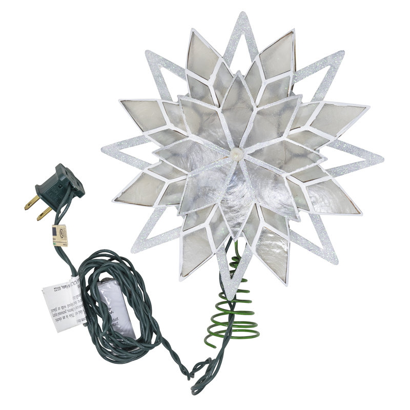 9.5'' Lighted Tree Topper, White/Green