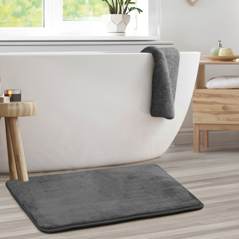 Ultra Soft and Absorbent Memory Foam Bath Rug Set with Non-Slip Backing, Large: 32" L x 20" W, Charcoal Stone Gray