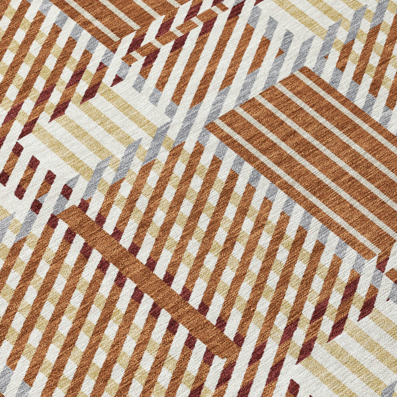 Lunara Orange Washable Indoor-Outdoor Rug - , 3' x 5'