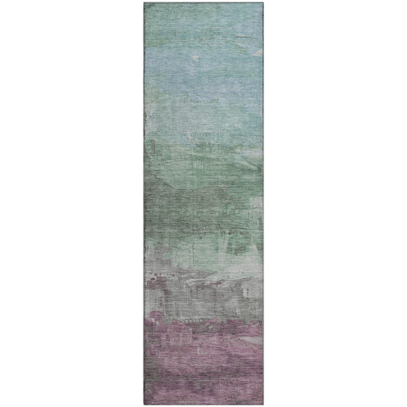Tapis abstrait Premium Sykora AMF1473 lavable à la machine, Tapis de couloir 2 pi 3 po x 7 pi 6 po