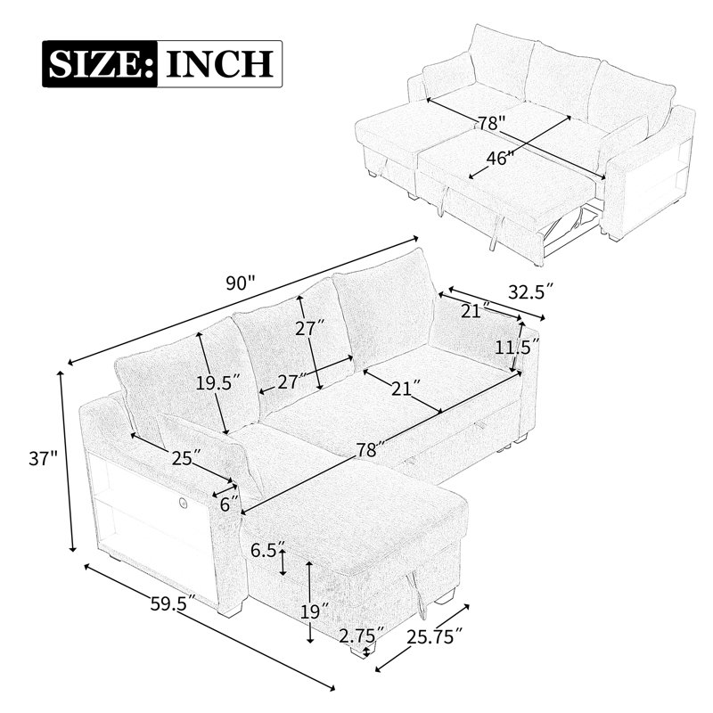 Canapé modulaire 2 pièces Amandaleigh, Polyester brun pâle