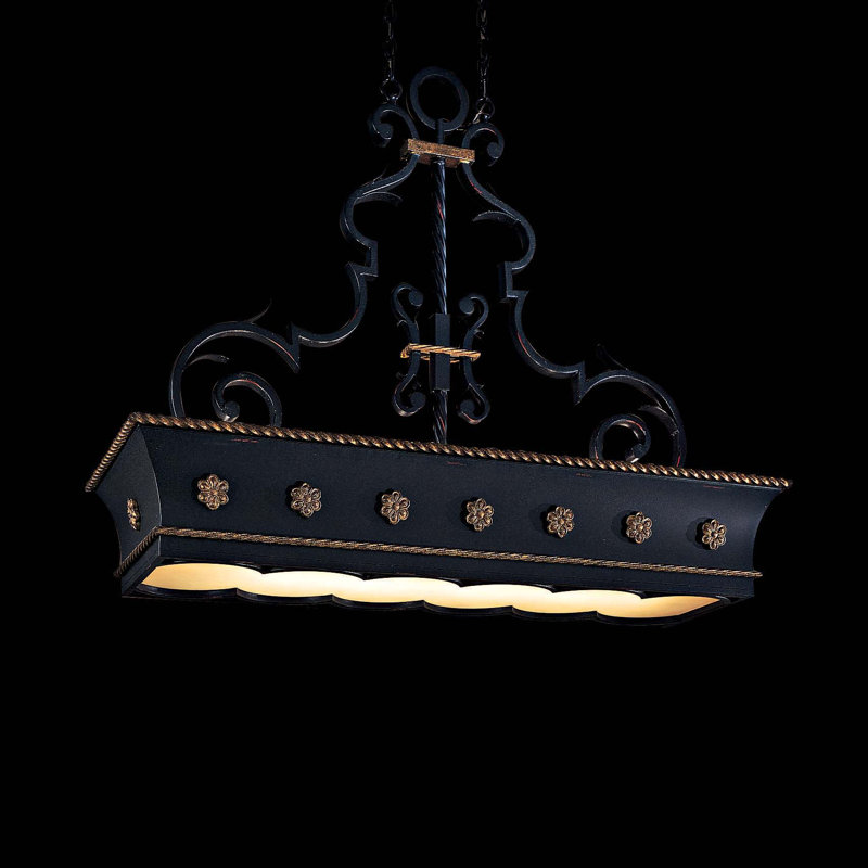 Montparnasse 12-Light French Black and Gold Leaf Pendant