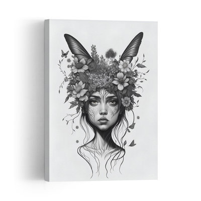Ethereal Forest Portrait Surreal Abstract Contemporary Butterfly Portrait Flower Wall Art Print