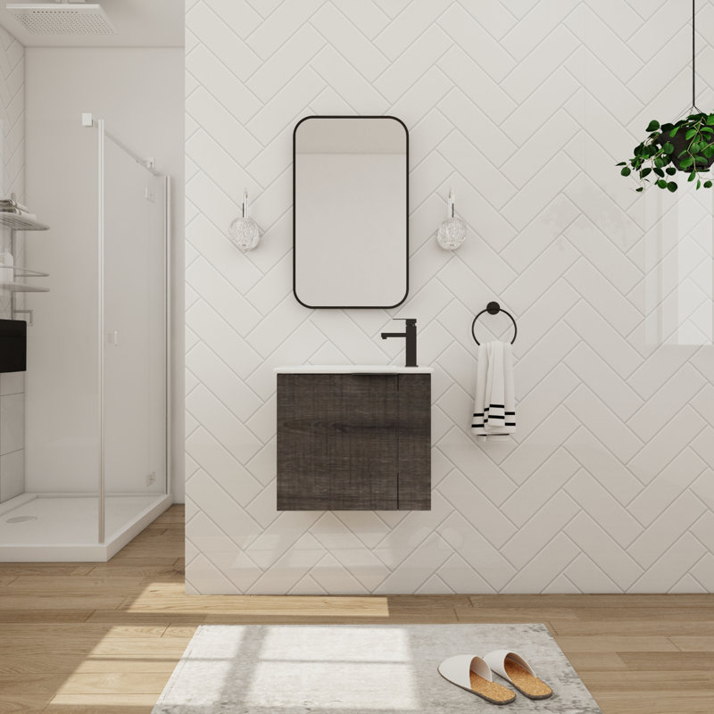 Meuble-lavabo simple 22,34 po avec plateau Kannan, Gris