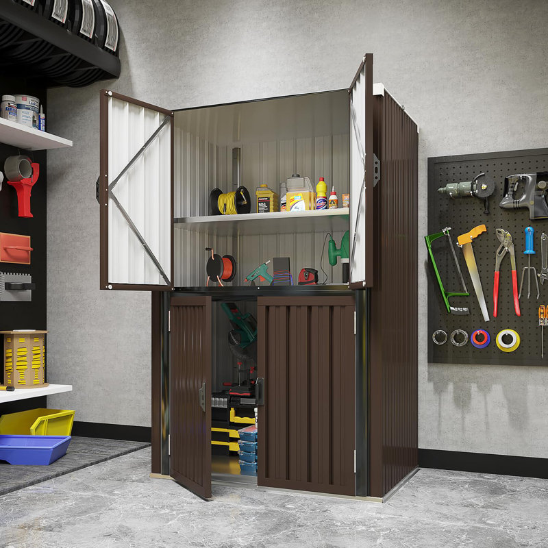Remise de rangement d'extérieur imperméable avec tablettes, Blanc