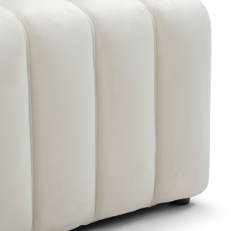 Banc en velours Modern Living, Crème