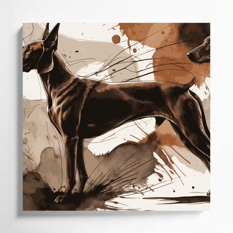 «Dogs Ibizan Hound», art mural sur toile beige, H 8 po x l 8 po