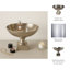 Bol décoratif à piédestal en métal sur base carrée - Bol décoratif de style rétro moderne pour centre de décoration ou centre de table - 20 po, argent-107803011