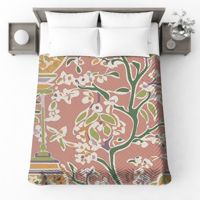 Couvre-lit matelassé Floral Branch Illustration, Grand lit