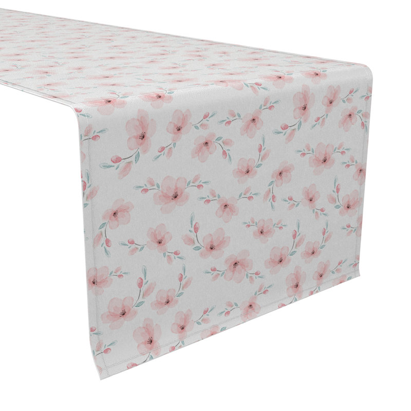 Rectangular Floral Cotton Twill Table Runner
