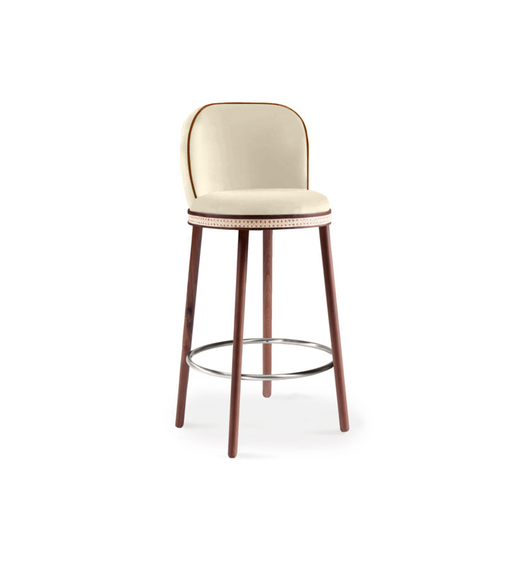 Tabouret de bar et de comptoir Alma, Tabouret de bar (siège d'une hauteur de 30 po), Nuage, Nickel poli