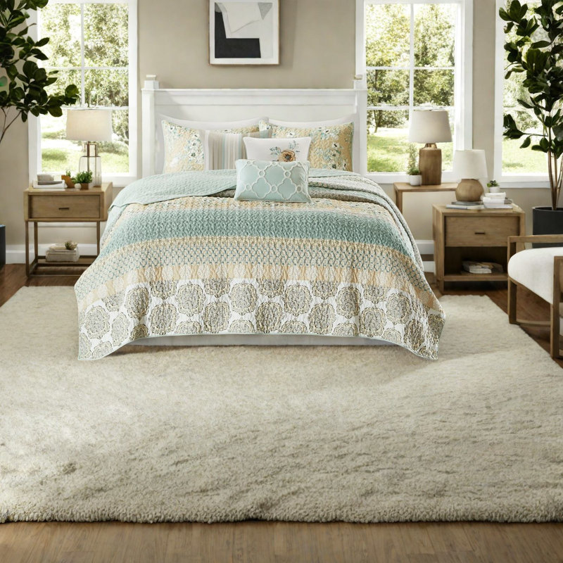 Ensembles de literie classiques, courtepointe en satin de coton avec coussins décoratifs, style maison de campagne pour la maison
