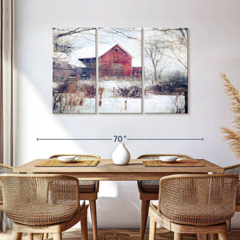 Lilie White Winter Barn, 36" H x 57" W