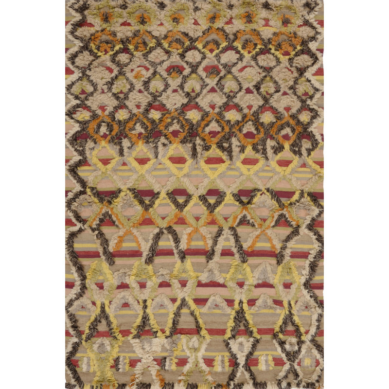 Moroccan Geometric Area Rug in Beige/Brown/Red