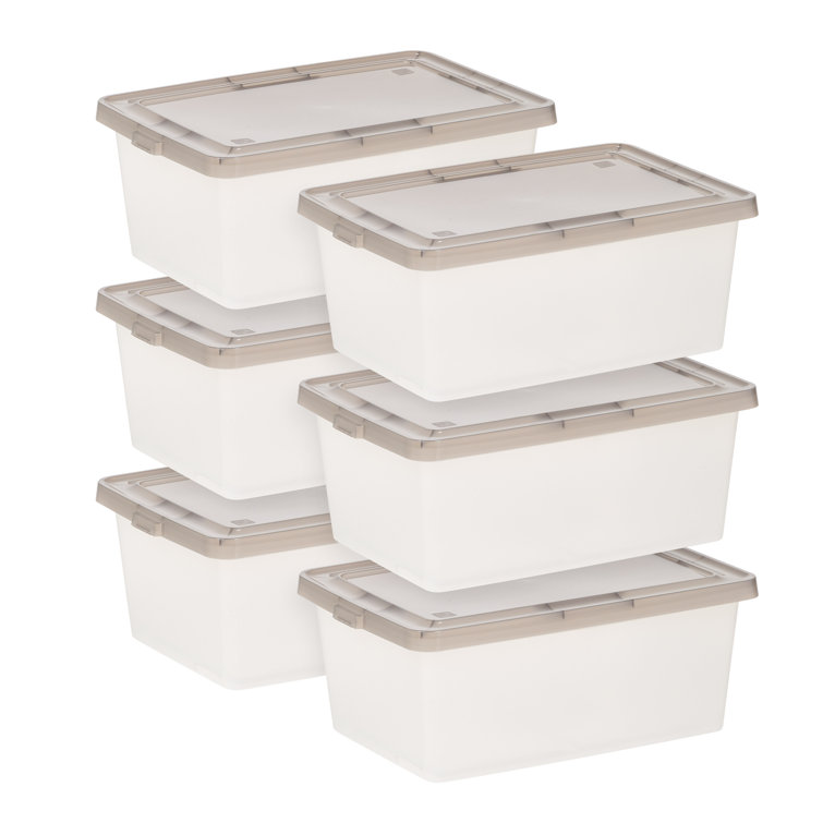 Storage Box Plastic W/ Gray Lid 72 Quart Stack & Pull Storage Organizers  Offices
