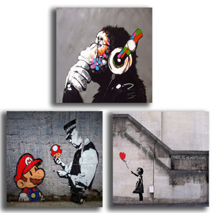 Banksy - 3 Piece Wrapped Canvas Print Set
