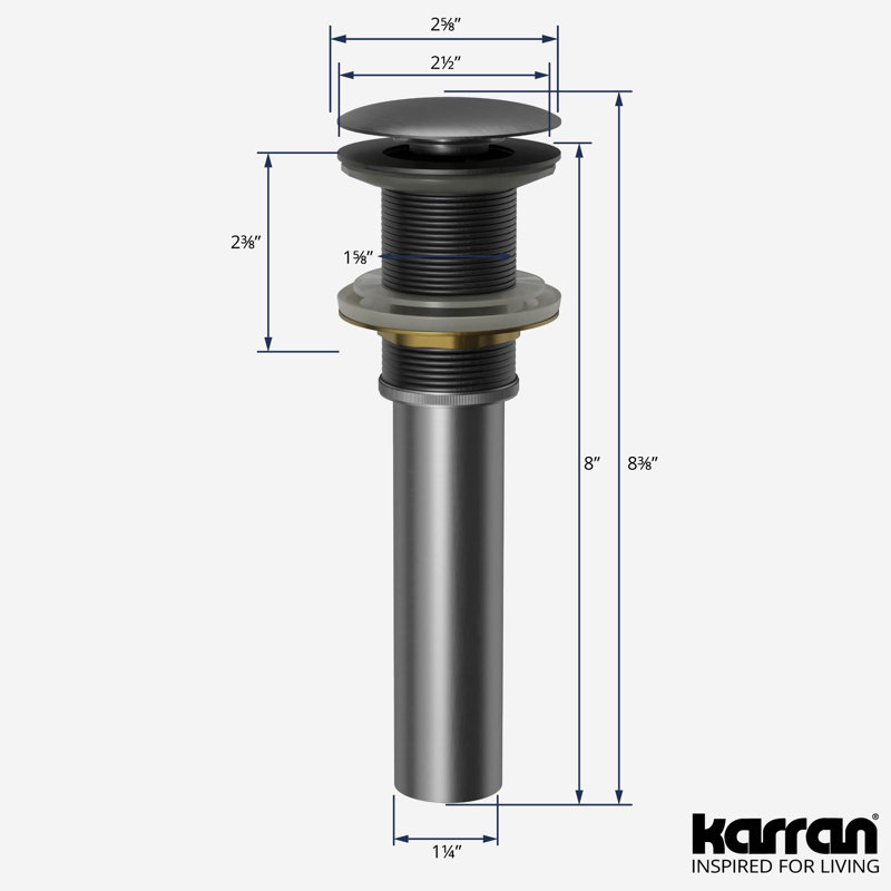 Bonde de salle de bain Karran PU25, Noir satiné