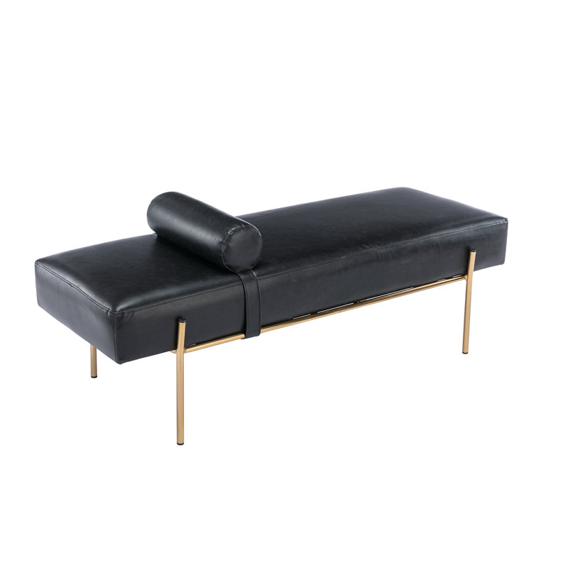 Banc en cuir Haye, Noir