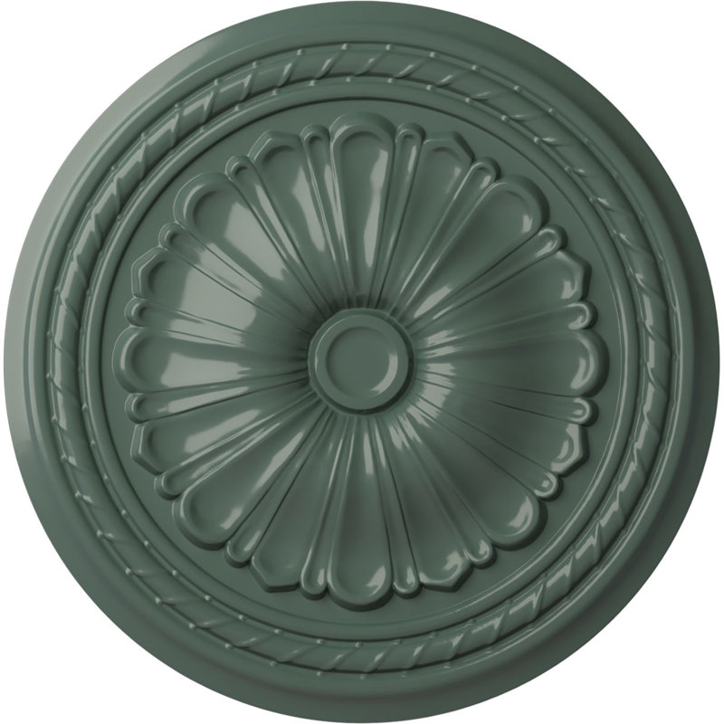 Endurathane Antioch Ceiling Medallion, 18"OD x 3 1/2"ID x 1 3/8"P (Fits Canopies up to 3 1/2"), Hand-Painted Warm Silver Finish