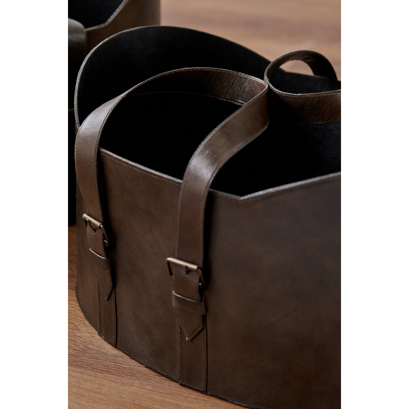 2 Piece Basket Storage Set, Dark Brown