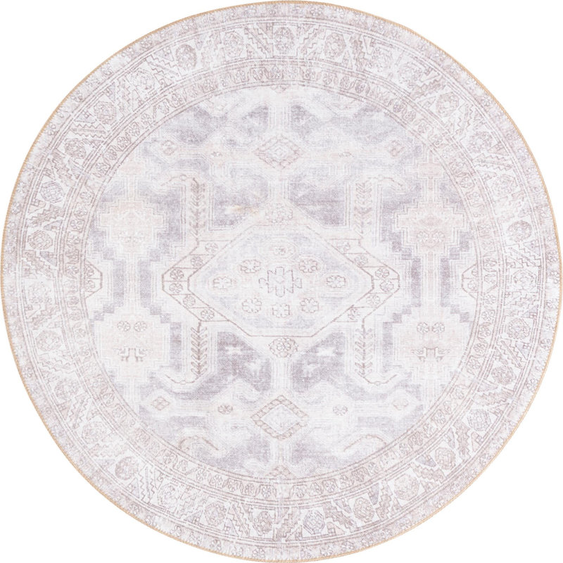 Chenille Geometric Indoor Rug, Round 5'
