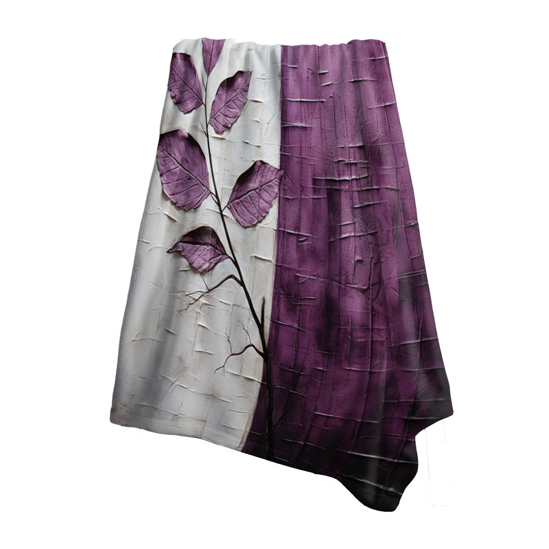 Jeté de salon mauve à motif de feuilles mauves