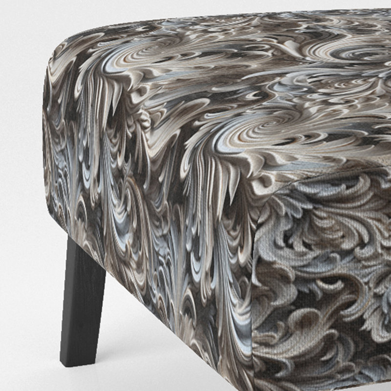 Fauteuil de chambre beige et argenté à motif cachemire sphinx et rembourré éclectique