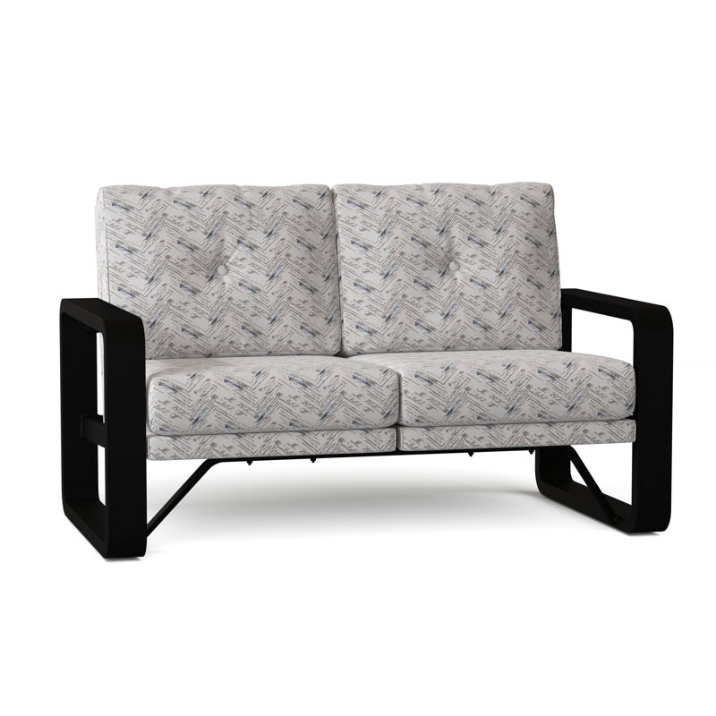 Causeuse large 60,5 po Vale, Sunbrella® abstrait indigo Fairview, Noir texturé