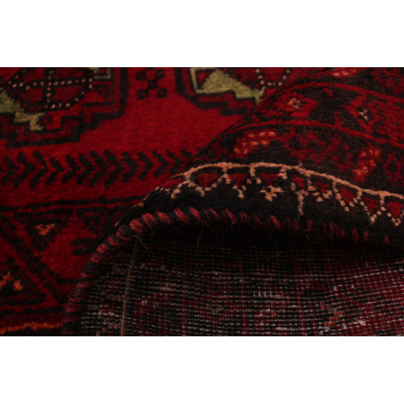 Tapis décoratif brun en laine de conception unique 4 pi 3 po x 7 pi 7 po noué à la main