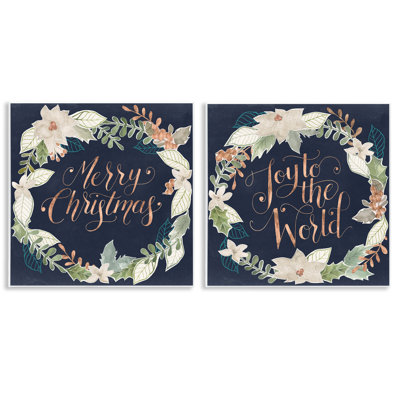 Merry Christmas Joy Wreath 2 PC Canvas Set by Grace Popp