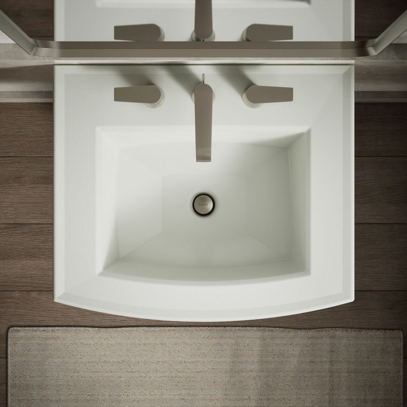 Archer 24" Rectangular Pedestal Bathroom Sink with Widespread Faucet Holes, 8" Centers, Dune