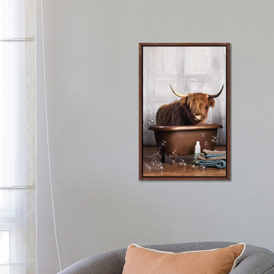 Highland Cow In The Tub by Domonique Brown - Print on Canvas