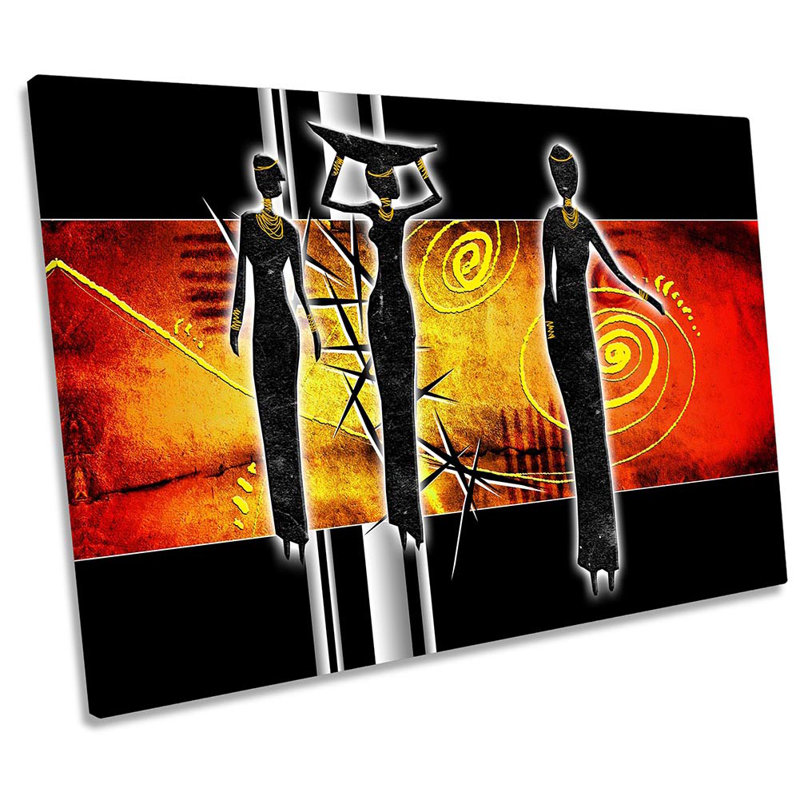 African Retro Tribal - Wrapped Canvas Art Prints, 91.4cm H x 137.2cm W x 4cm D